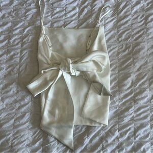 Zara Tie Bow Backless Spaghetti Strap Silk Dress Top